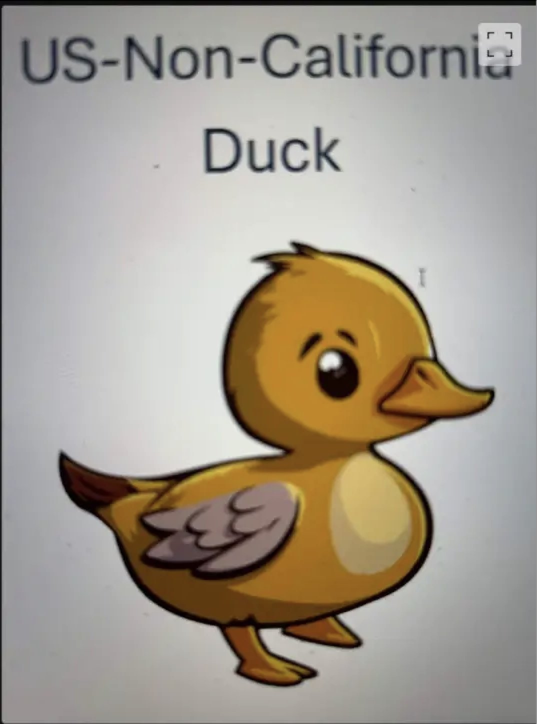 A picture of a duck wit the text 